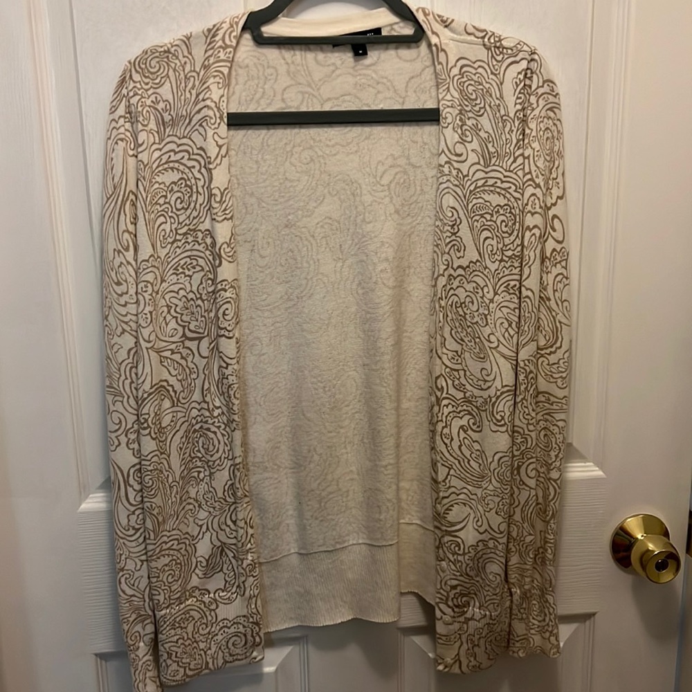 GAP Cream Cardigan with Tan Paisley Pattern
